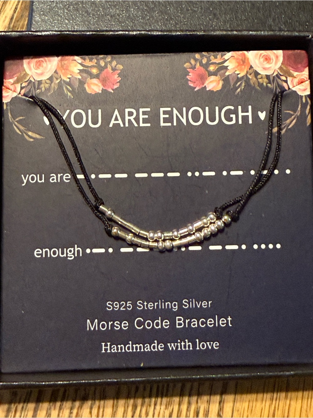 S925 Sterling Silver 'You Are Enough' Morse Code Bracelet